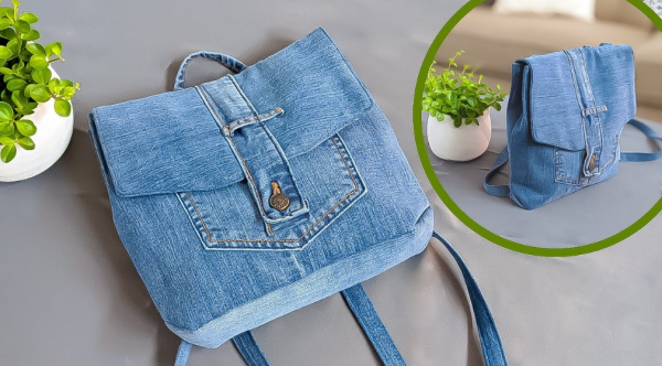Tas Rucksack dengan Bahan Denim